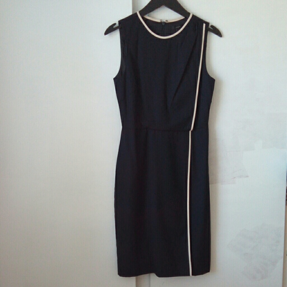 J Crew navy and cream piped dress size 2